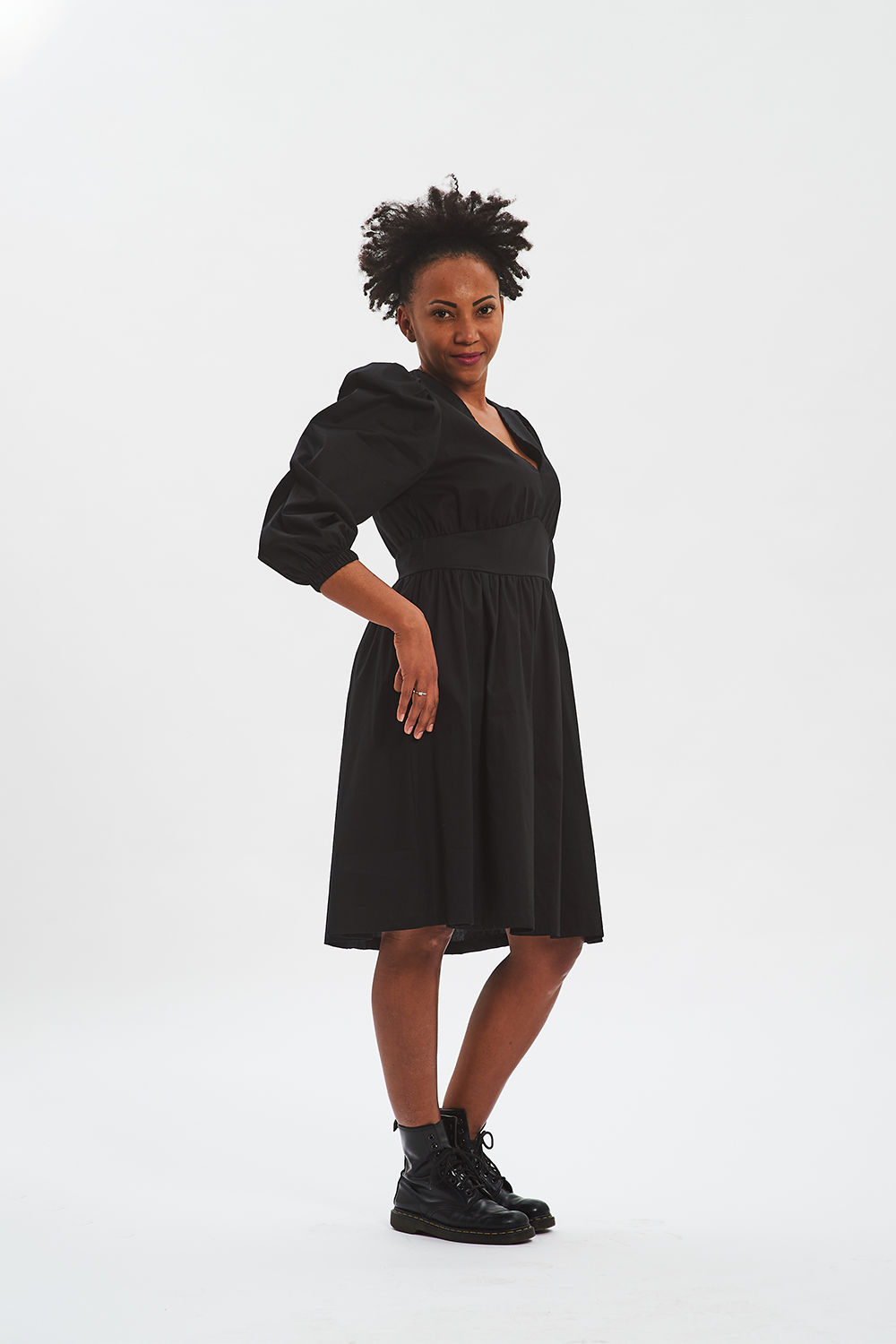 Vestito nero donna con manica a sbuffo Fisto Firenze